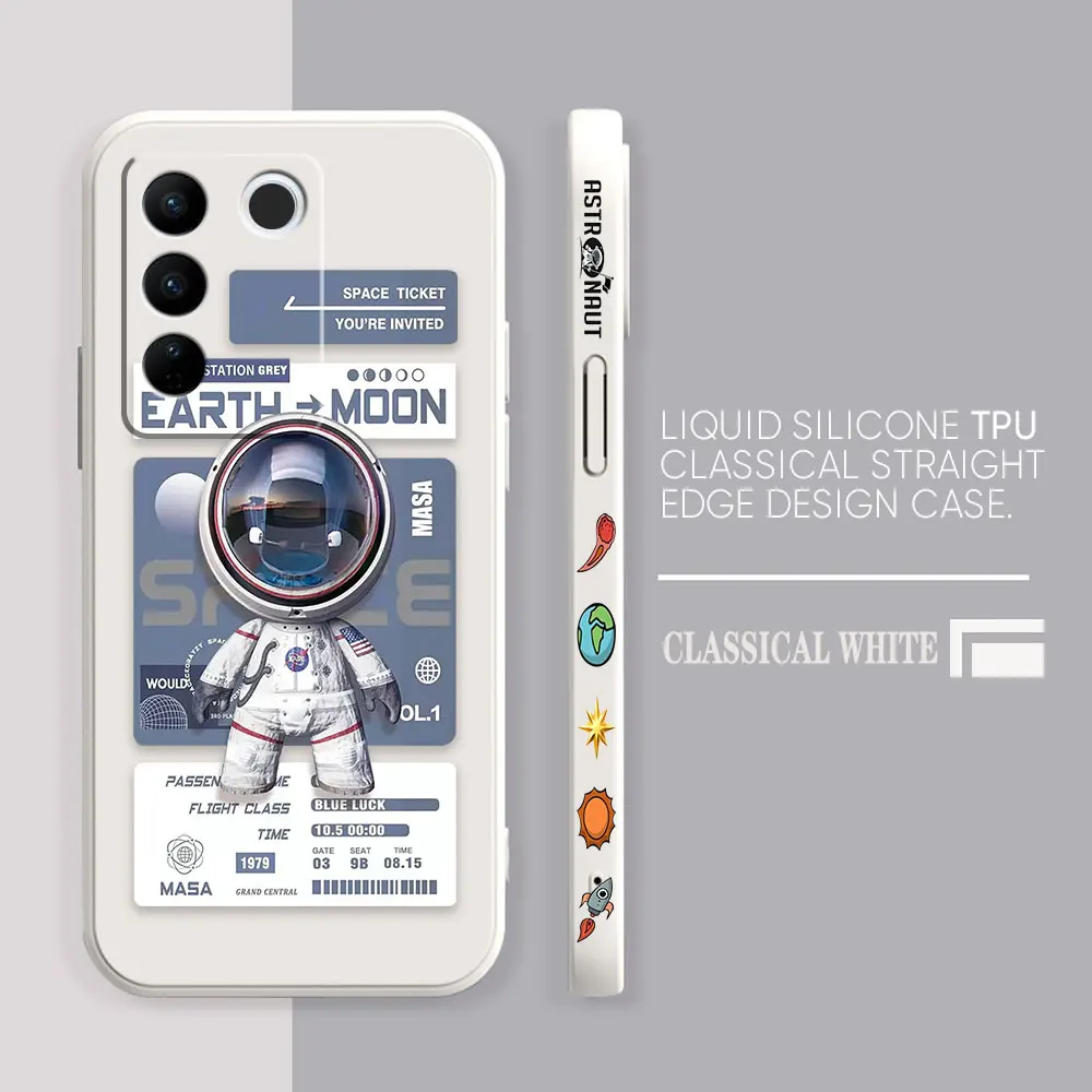 thumbnail image 1 of Case For VIVO S5 S6 S7 S9 S10 S15 S16 S16E T1 V15 V20 V23 PRO 5G Simple Liquid Silicone Case Funny Astronaut Spacewalk, 1 of 5
