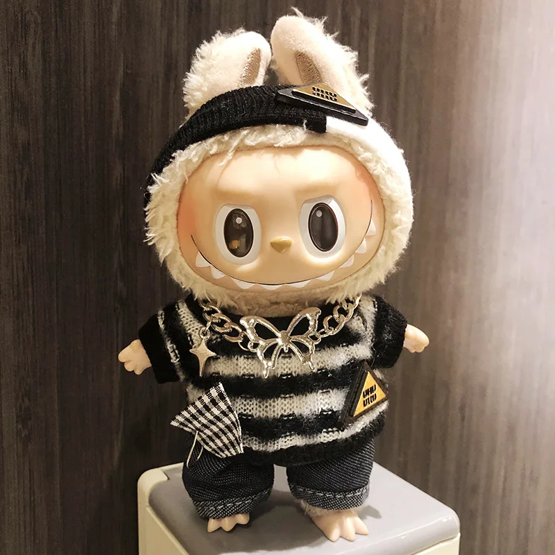 Classic Loli Lace Dress Set For 17cm Labubu V2 Cute Doll Blind Box Labubu Clothes Accessories Mini Dolls Clothing Diy Kids Gift