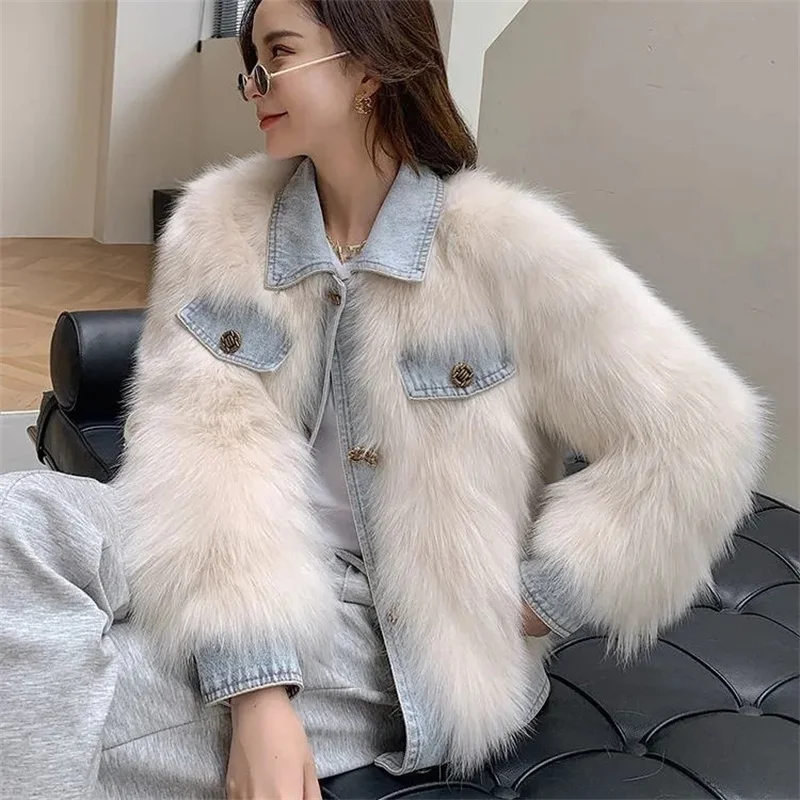 2023-autumn-and-winter-new-haining-winter-new-fox-fur-denim-splicing-coat-thickened-korean-short-young-hairy-female-solid-color