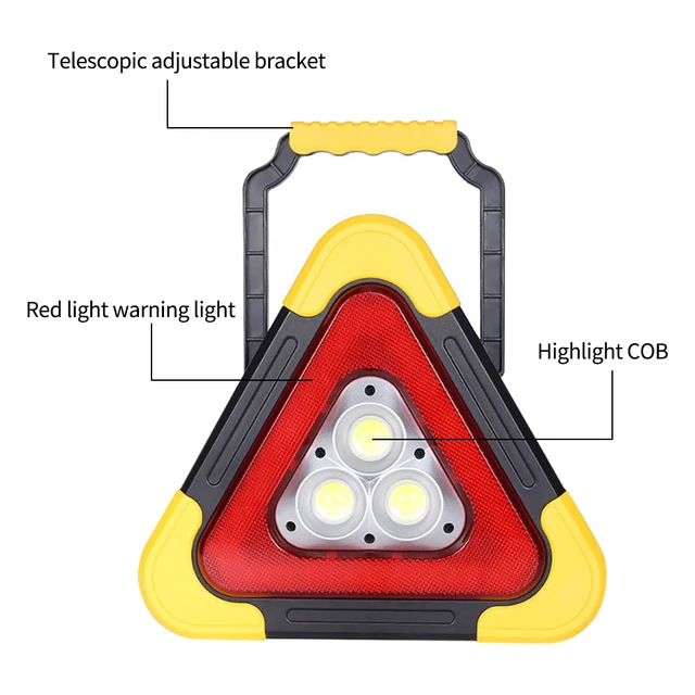 Triangolo Di Emergenza LED 30W Ricaricabile USB | 4 Modalità Per Auto Con Guasto Stradale - Foto 7