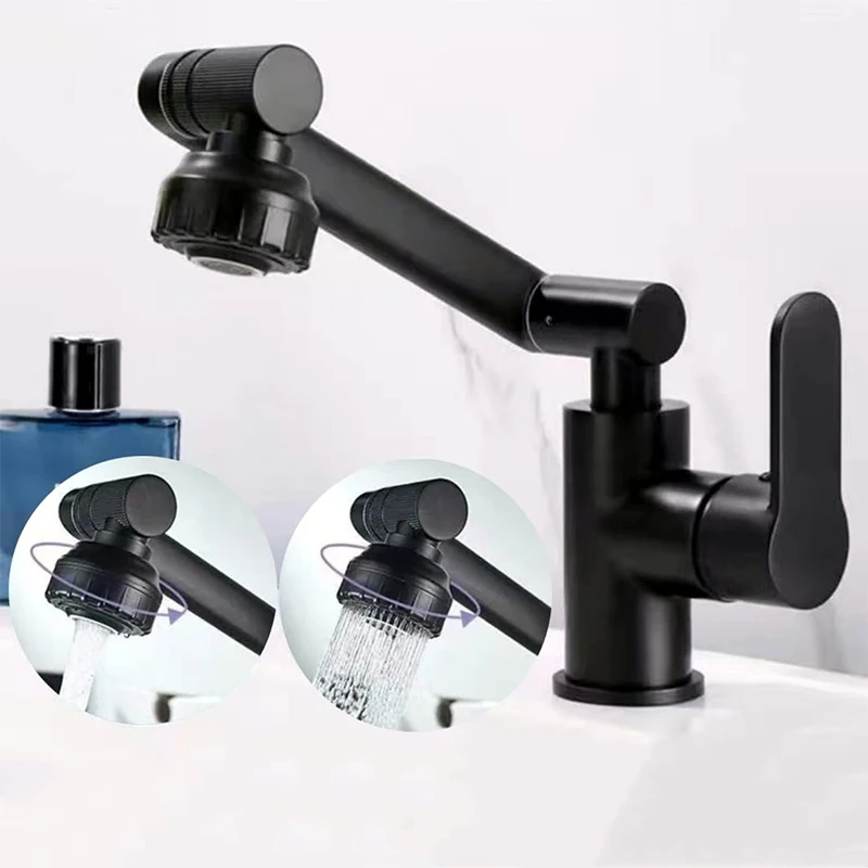 

Faucet 1080 Degree Stainless Steel Swivel Bathroom Sink Faucet Mixer Deck Mounted Hot Cold Water Tap Tapware For Bathroom Faucet