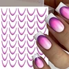 1/2Pc 3D Gradient French Line Nail Stickers Black White Stripe Lines Sliders Nail Accessories Manicure Flower Butterfly Adhesive 5