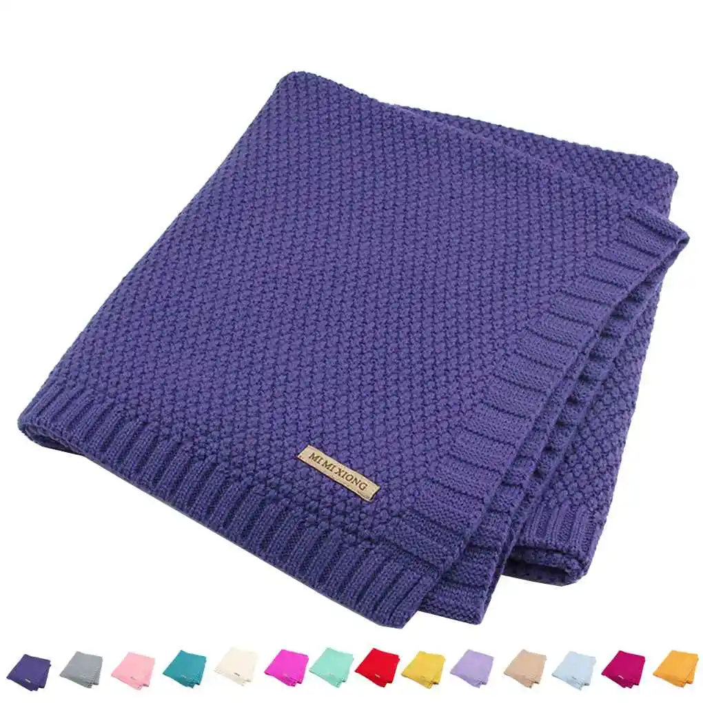 Candy Color Infant Blanket Baby Organic Acrylic Knitted Newborn Swaddle Cloth Wrap Toddler Swaddler 100X80CM