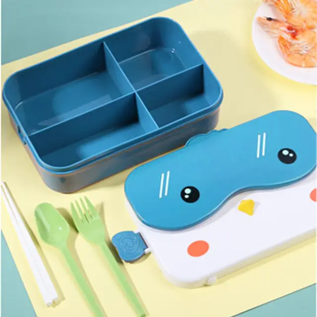 School Kids Bento Lunch Box Rectangular Leakproof Plastic Anime Portable Microwave Food Container Lonchera School Child Lunchbox 4