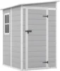 5x4 FT Outdoor Storage Shed, Resin Storage Shed with Floor & Lockable & Window Door for Patio Furniture,Garden Tools and Bicycle 1