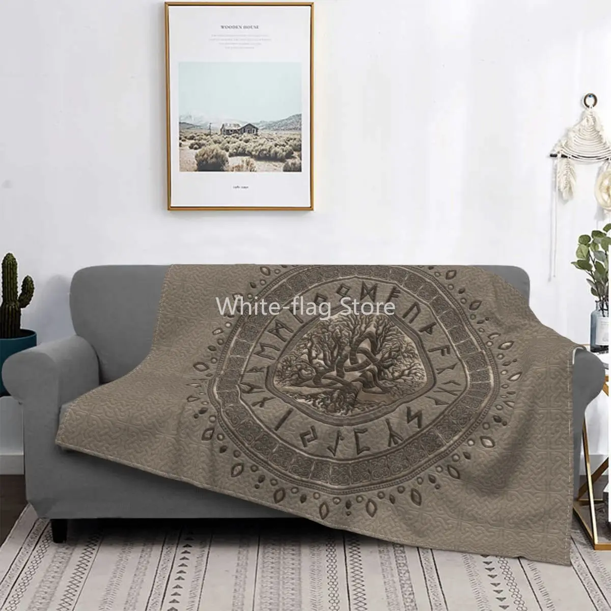 

Tree Of Life With Triquetra Blankets Warm Flannel Viking Norse Yggdrasil Throw Blanket for Bedding Couch Bedspread