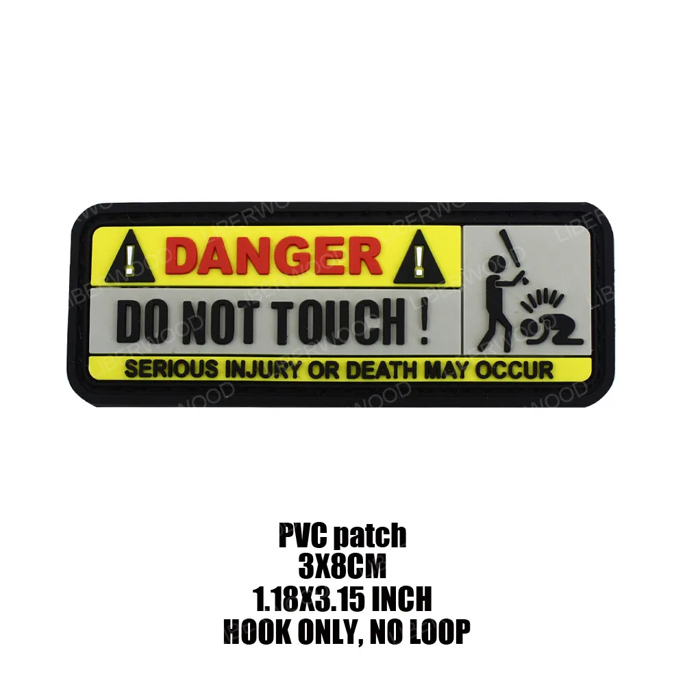 Fur Warning Sign DANGER DO NOT TOUCH SERIOUS INJURY OR DEATH MAY OCCUR PVC Rubber Patch Clothing Accessory Travel Backpack Applique fabric and sewing supplies Fabric & Sewing Supplies