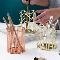 Metal Mesh Square Desktop Pencil Holder Makeup Sorting Storage Organizer Black Silver Gold Holder Stationery Supplies Basket 1