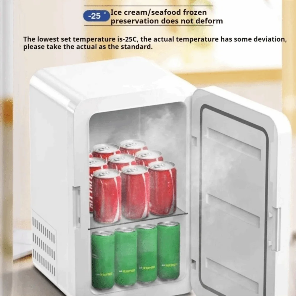 Portable 8L Mini Fridge Household Single Door Mini Cooler Box Digital Display Temperature Car Freezer Beauty Food Refrigerator