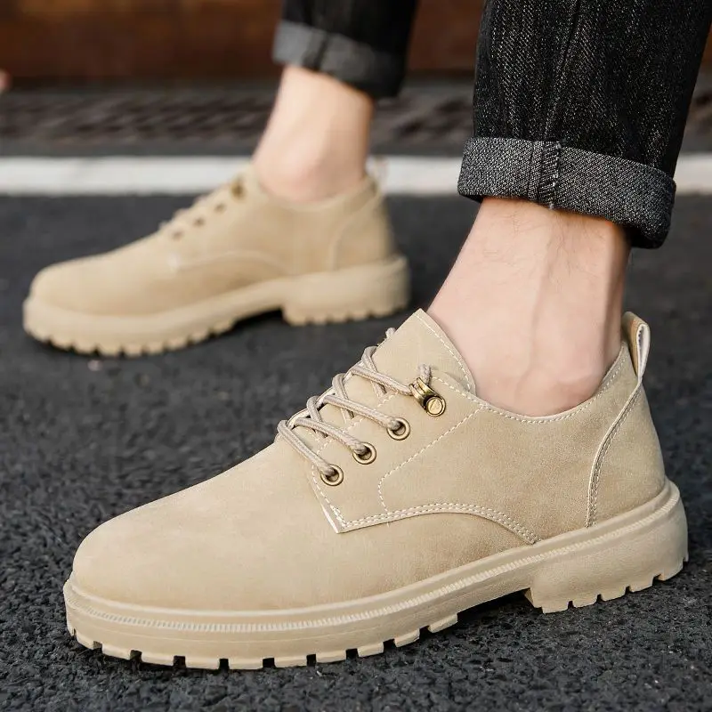 Office Men's Leather Shoes Platform Thick Sole Brogue Male Casual Shoe Round Toe Summer Sale Comfortable Cowhide Slip-on New In