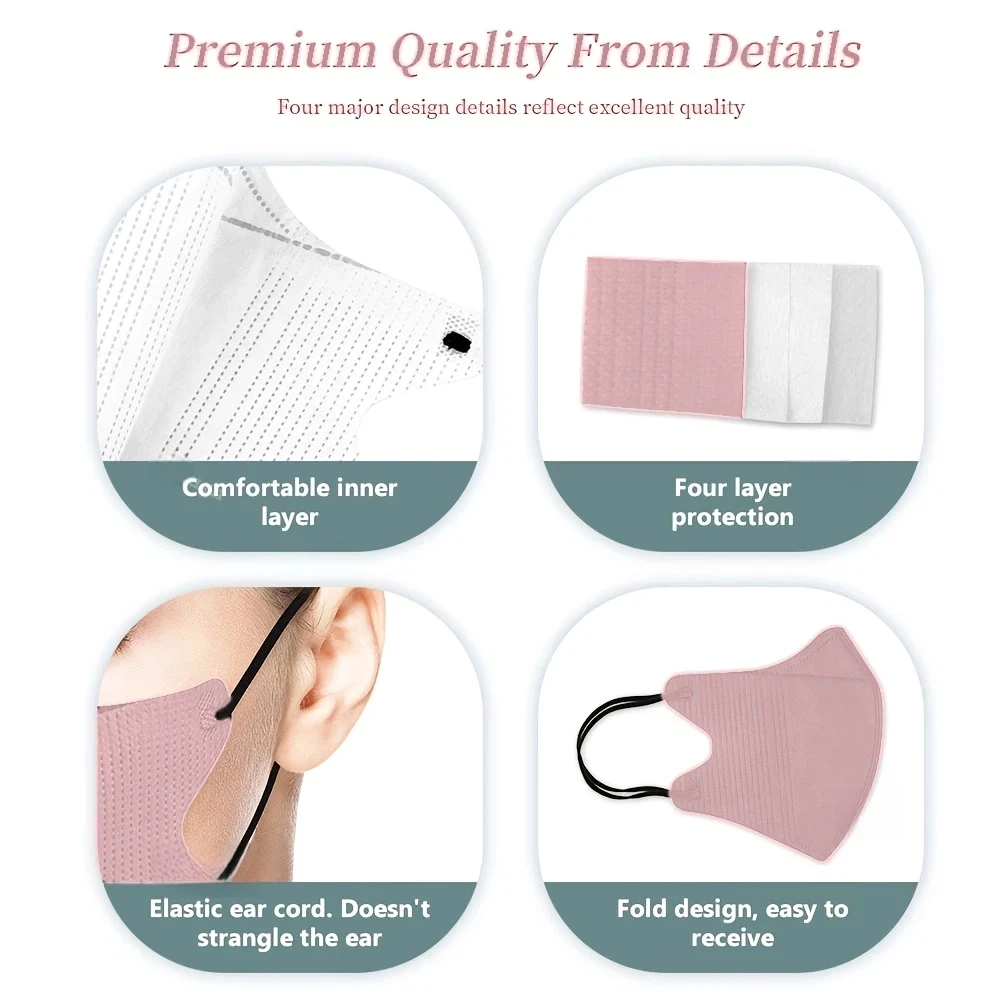 Vibrant 3D Disposable Face Masks - 4-Layer Protection with Enhanced Comfort Design, Ideal for Everyday Use and Bulk Purchase
