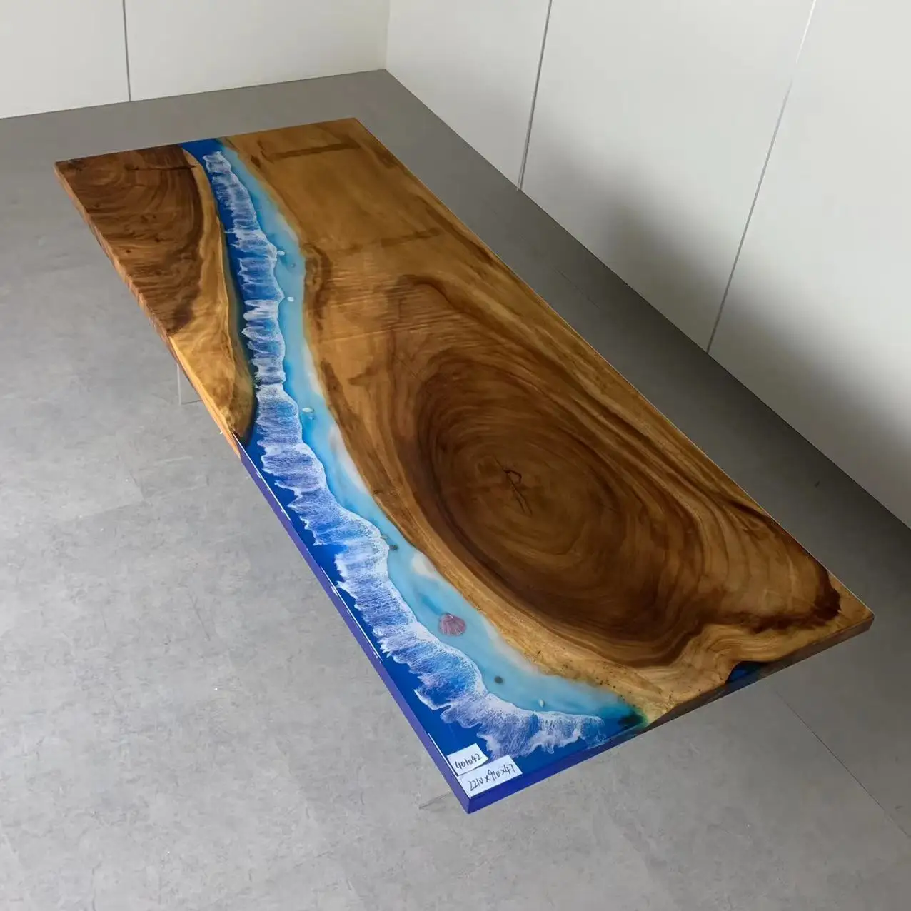 Round coffee table wood slab solid wood natural edge epoxy resin table top