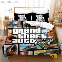 Video Game GTA V Bedding Set 3D Prints Duvet Covers Grand Theft Auto Single Bed Cover Set Bed Linen For Boys Adults Home Decor 2
