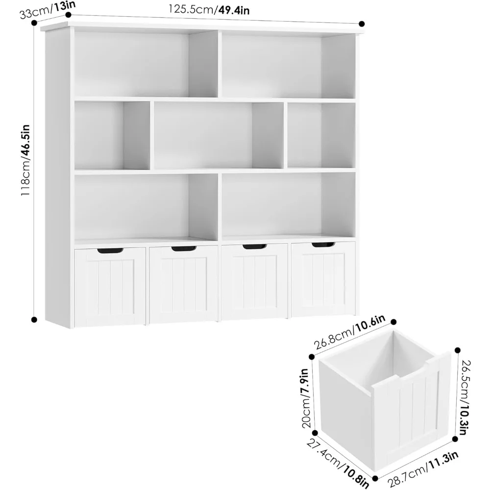 Toy Storage Organizer, Large Toy Organizers and Storage with 4 Movable Drawers and 7 Cubbies, Chest Shelf Organizer