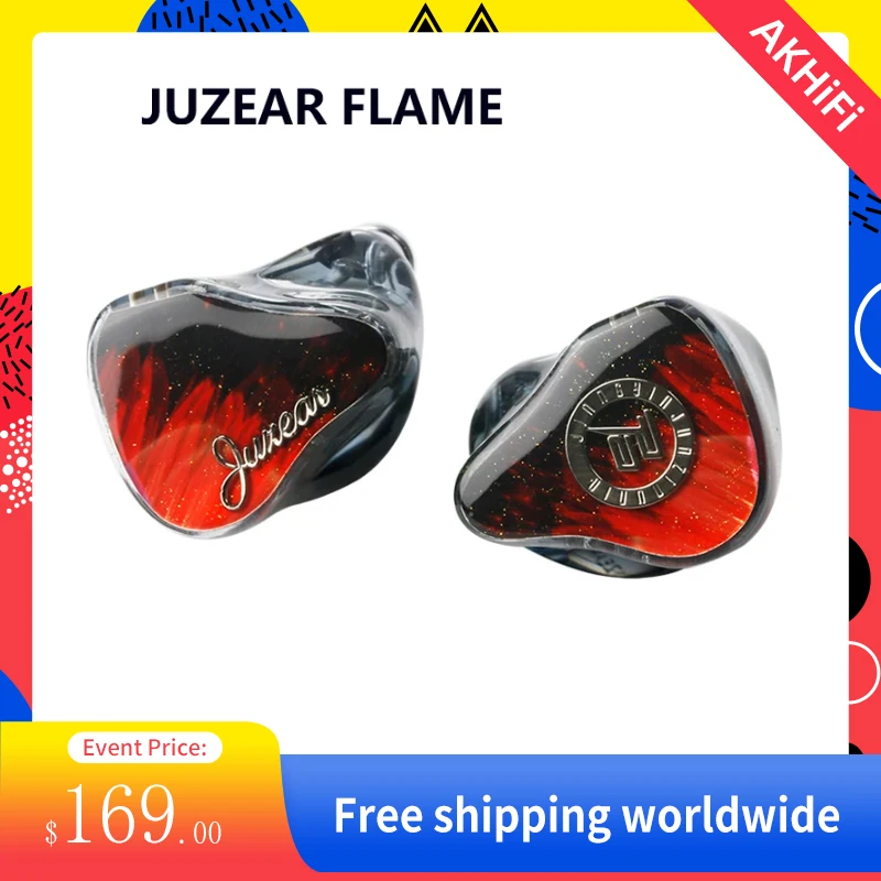 Angelears & JUZEAR FLAME 인이어 이어폰 모니터 헤드폰, 분리형 케이블 IEM 이어폰, HiFi 스테레오 유선 이어버드, 1DD + 4BA