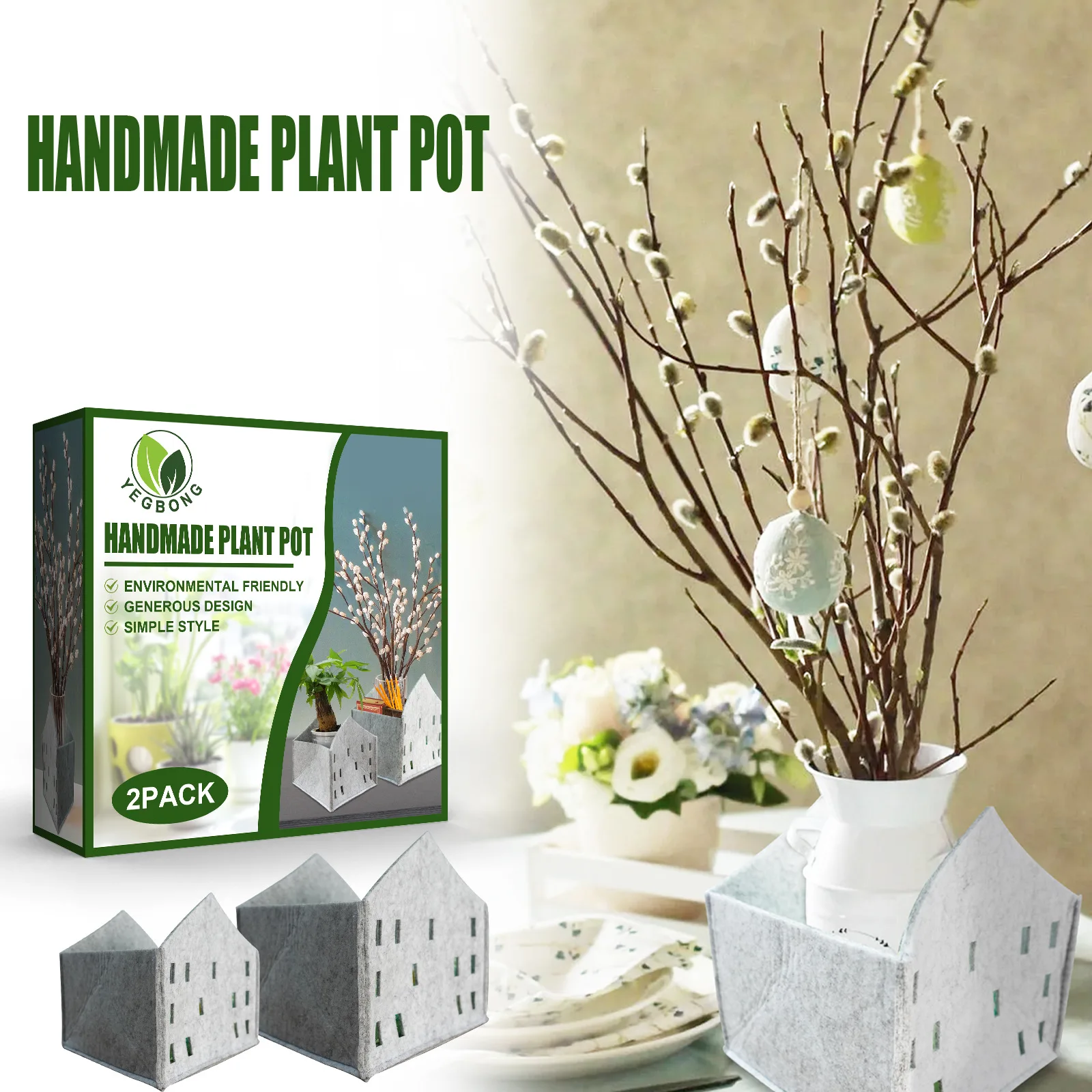 

House-shaped flower pot container decoration felt cloth creative house shape pen holder storage small potted decoration
