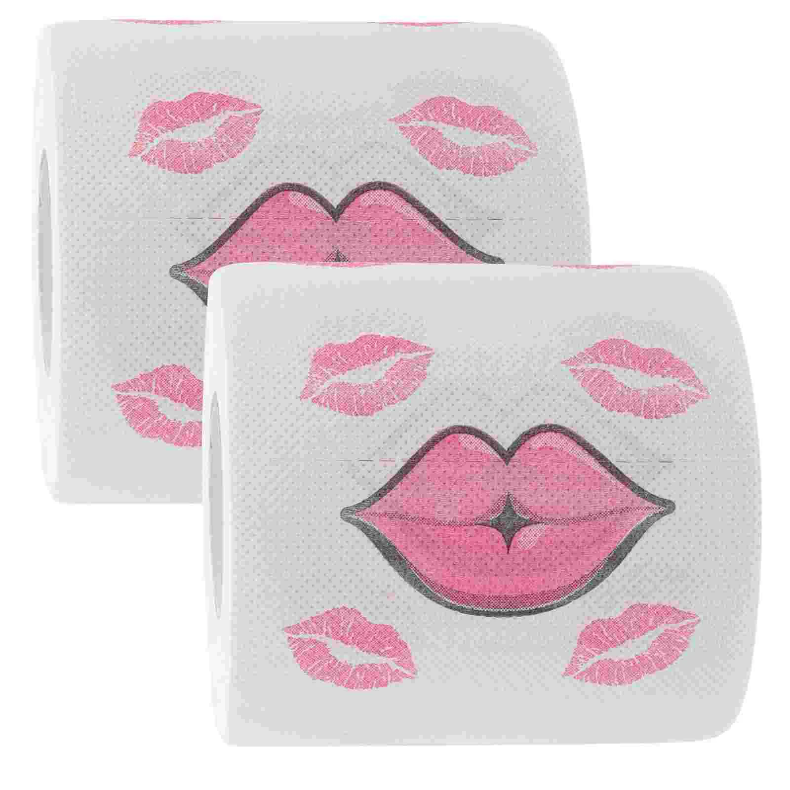 

2 Rolls Red Mouth Tissue Bulk Paper Towels Bath Tissues Toilet Kitchen Soft Creative Lip Printing Napkin
