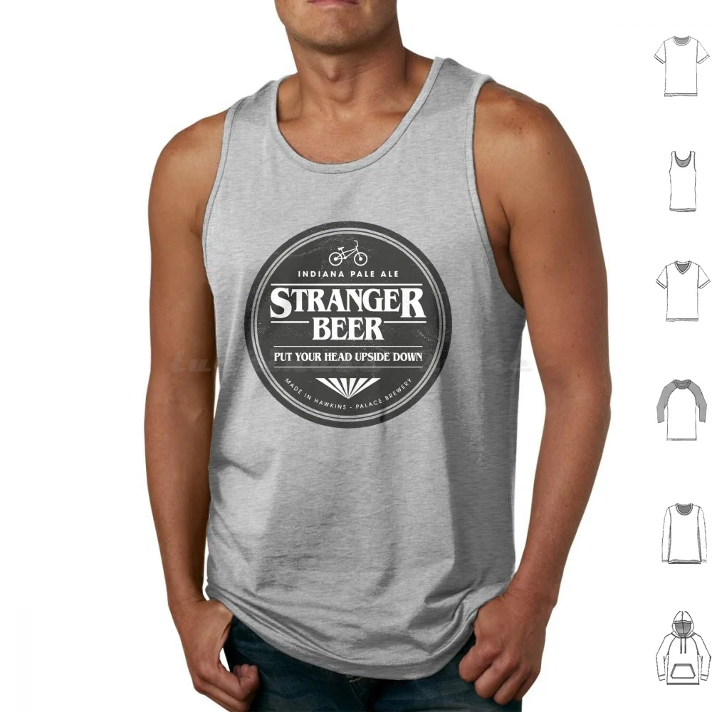 thumbnail image 1 of Stranger Beer Tank Tops Vest Sleeveless Stranger Beer Things Eleven 11 Hawkins Indiana Ipa Label Upside Down, 1 of 4