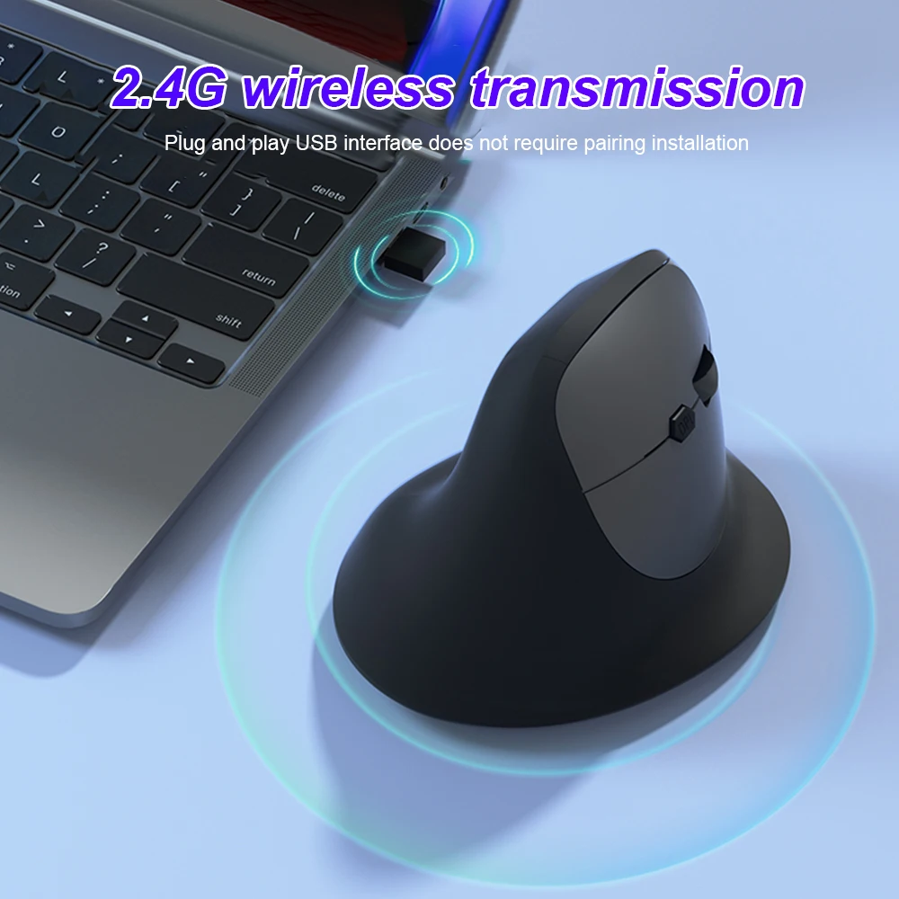 KEBIDUMEI 수직 마우스 듀얼 모드 블루투스 5.2 마우스 2.4G 무선 마우스 무음 마우스 6 버튼 노트북 PC용 인체공학적 마우스
