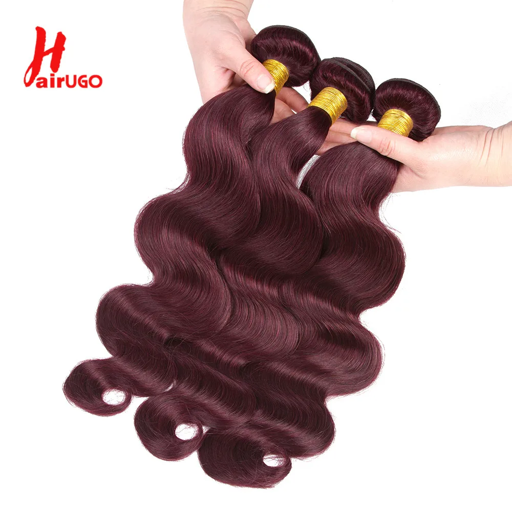 Brazilian Body Wave Hair Bundles 1/3/4 Bundles Deals 10-30 Inch Body Wave Remy 99J Hair 100% Human Extensions HairUGo