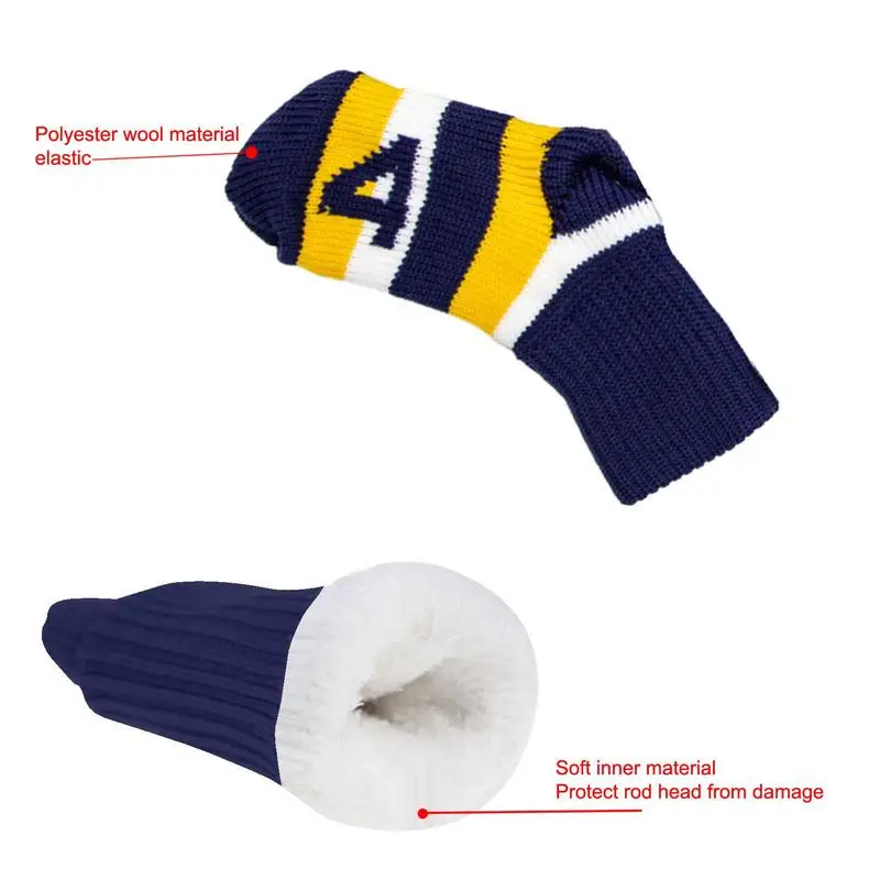 니트 골프 커버 부드러운 보호용 9종 골프 커버 세트, 흠집 방지 드라이버 페어웨이 하이브리드 헤드커버 (번호 태그 포함)