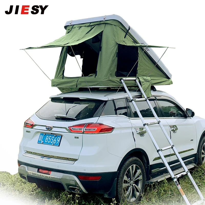 2023 New Triangle Car Roof Tent Hard Shell ABS Light Material Factory Direct Sales custom 2023 aluminum car roof tent hydraulic strut style hard shell rooftop tent for suv car vehicles