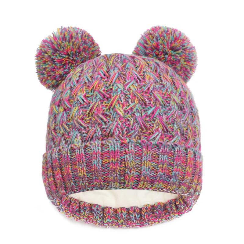 Imitation Cashmere Winter Baby Hat Gloves Scarf Set Fleece Warmer Scarves Thick Knitting Hats Boy Girl Cute Pompom Kids Beanie 4