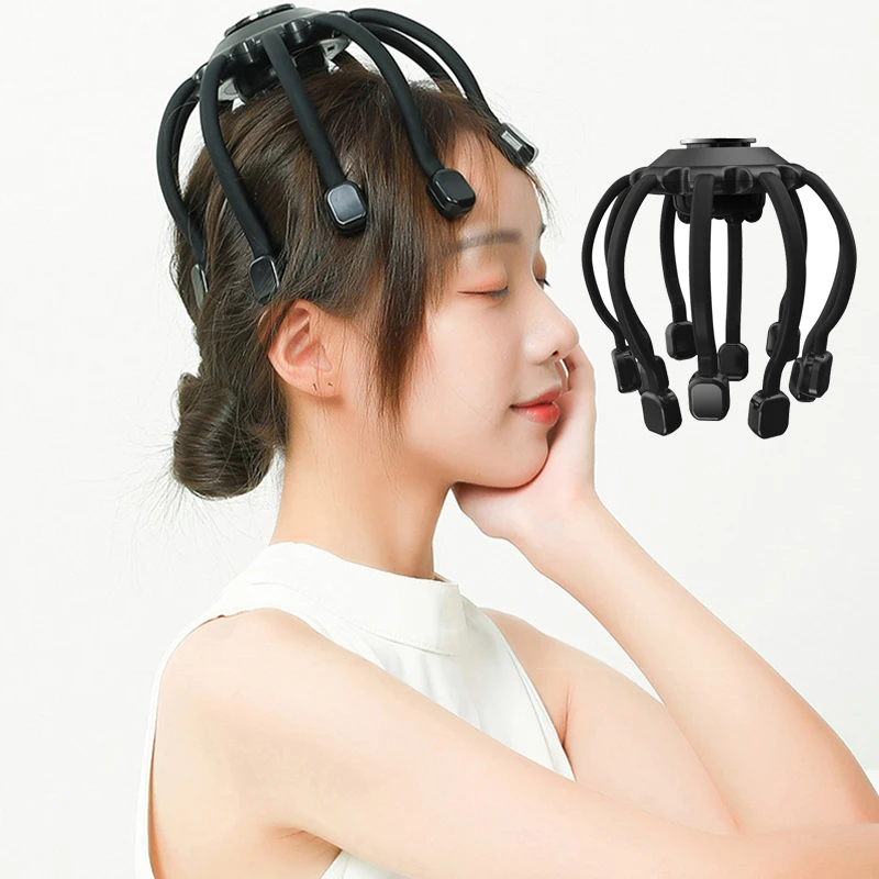 

Electric Head Massager USB Charge Octopus Scalp Massage Vibration Head Scratcher Therapy For Relax & Stress Relief Improve Sleep