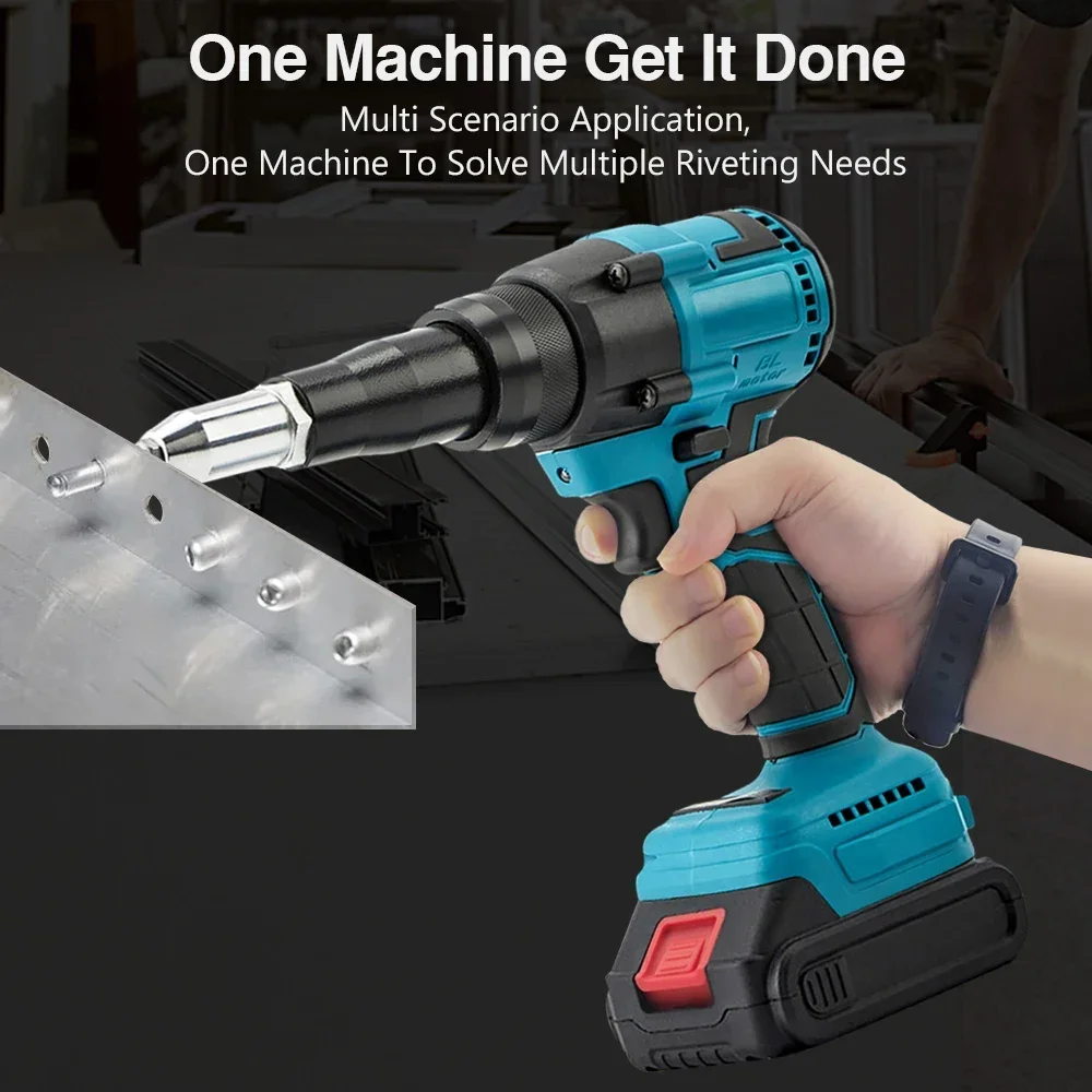 Rddspon 1000W Cordless Electric Rivet Gun 21V Pistola Sparachiodi Senza Spazzole 3.2-4.8 Mm Utensili Elettrici Per Batteria Makita 18V