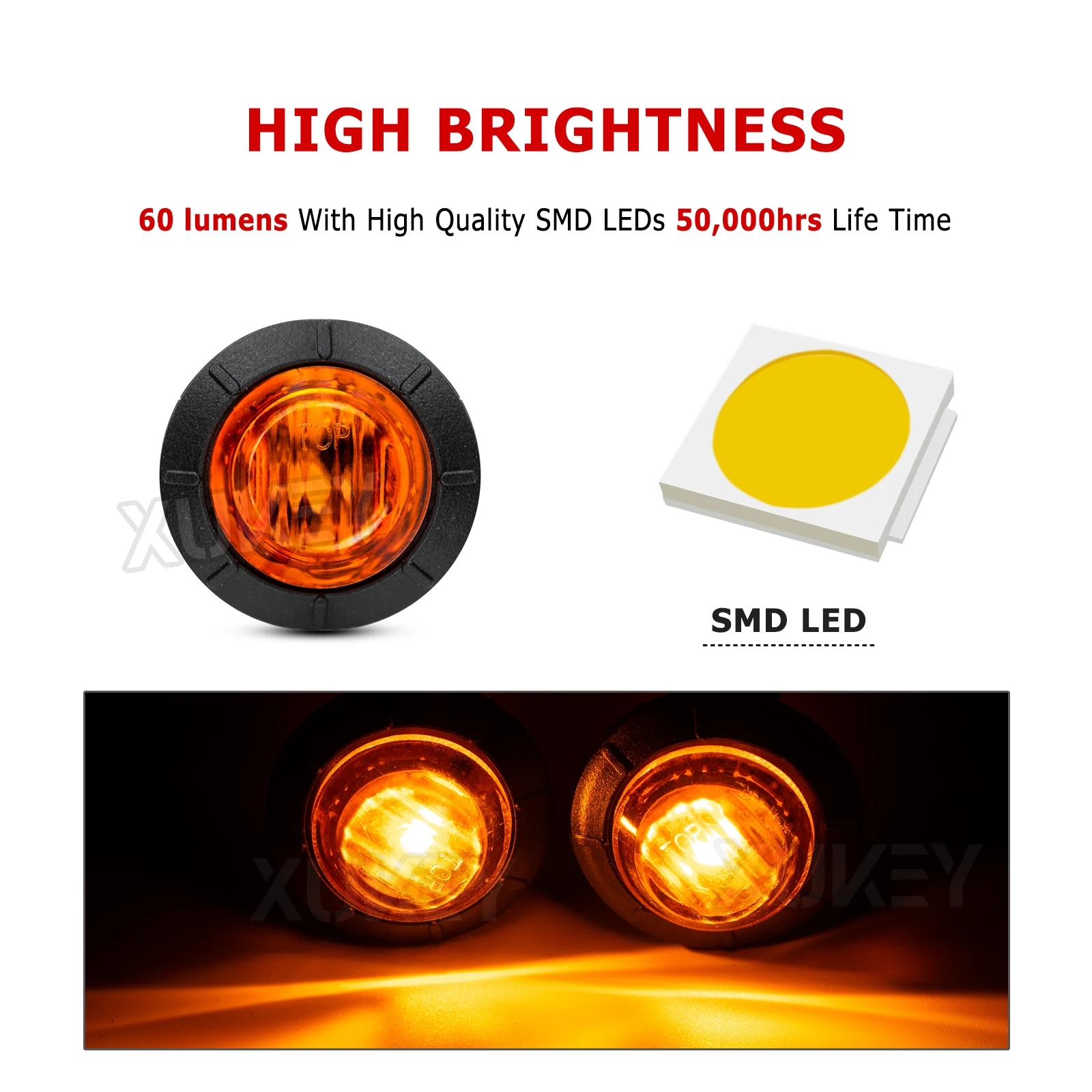 6x Arancione Luci LED 12/24V Indicatore Laterale Camion Rimorchio Telaio per