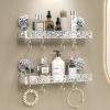 Shower Suction Cup Shelf Basket Light Glacier Pattern One Second Installation bathroom Organizer Storage Rotating to Suck Remove 5