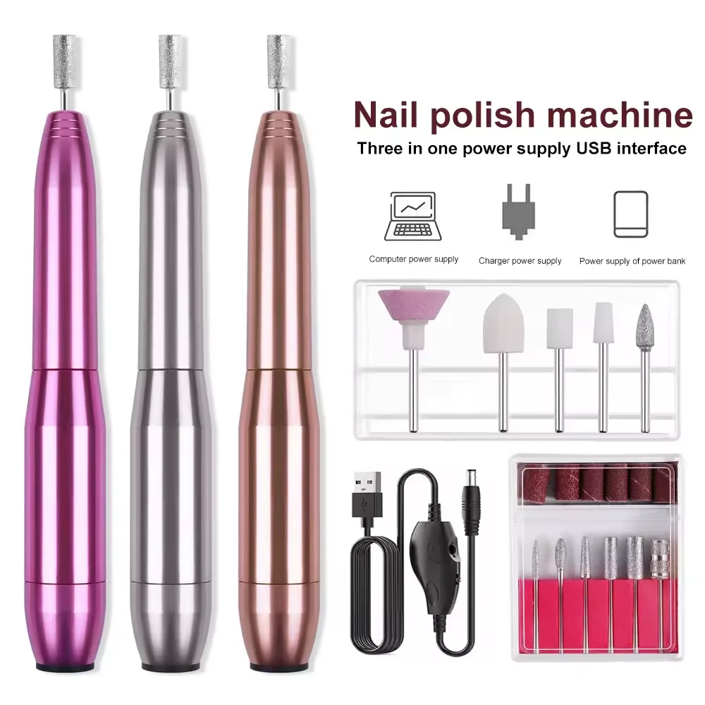 portable Electric Manicure Milling Cutter Set Professional Nail Drill Machine Nail Files Drill Bits Gel Polish Remover Tools 2