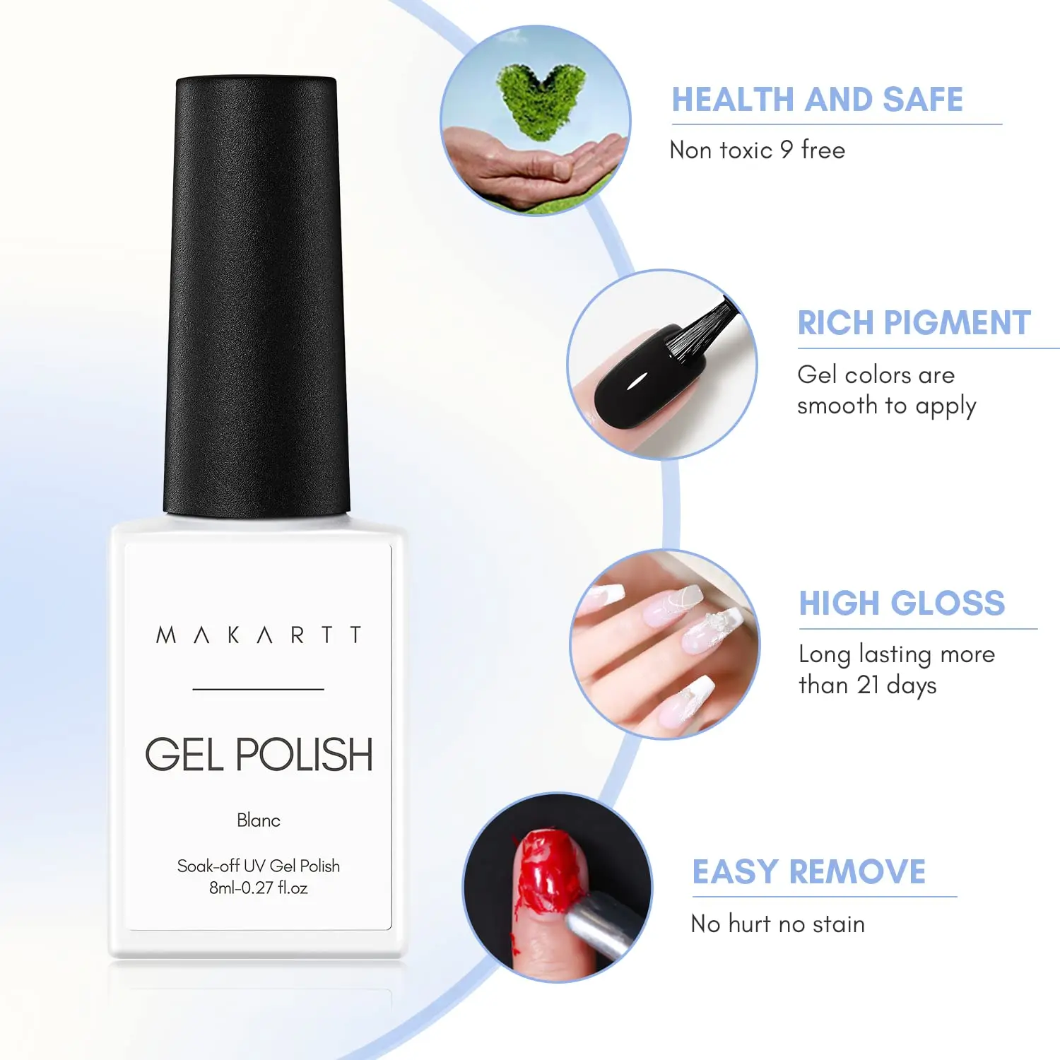 Makartt Black White Nail Gel Polish Kit Holographic Gel Polish Set Soak Off UV LED Varnish Manicure Nail Art