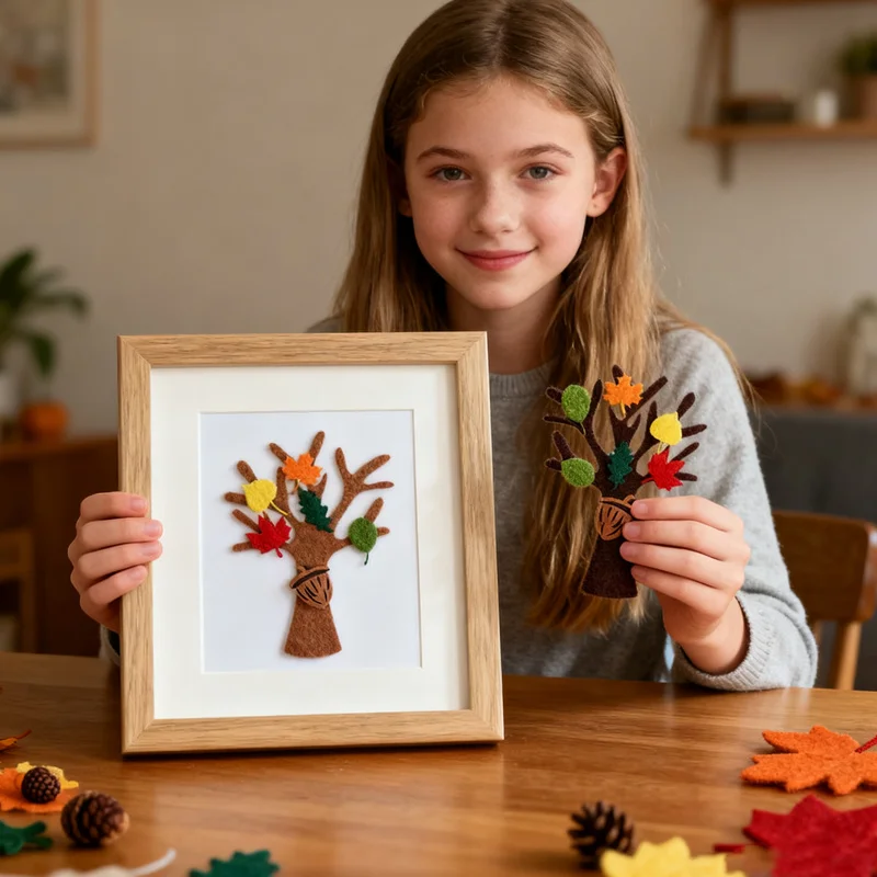 96-teiliges handgefertigtes DIY-Filzbaum-Ahornblätter-Bastelset für Herbst, Thanksgiving, Partygeschenke, Geschenk, Weihnachten, Zuhause, Zimmer, Wandbehang, Dekor – Detail 6