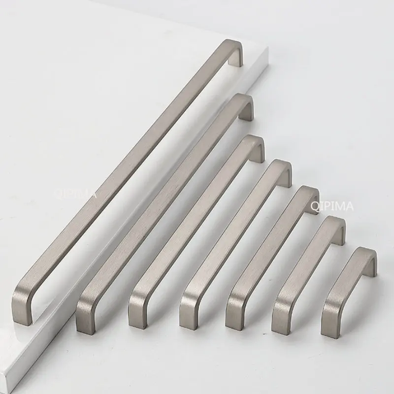 Furniture Handles 64/96/128/160/192mm Aluminum Space Kitchen Door Cabinet Straight Handle Pull Knobs Hardware