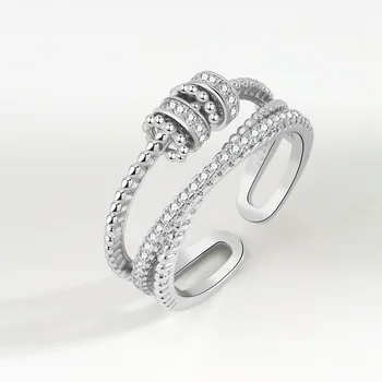 Anelli con zirconi regolabili semplici color argento per donna Uomo Ruota anello Ragazza Creatività Regali di gioielli geometrici