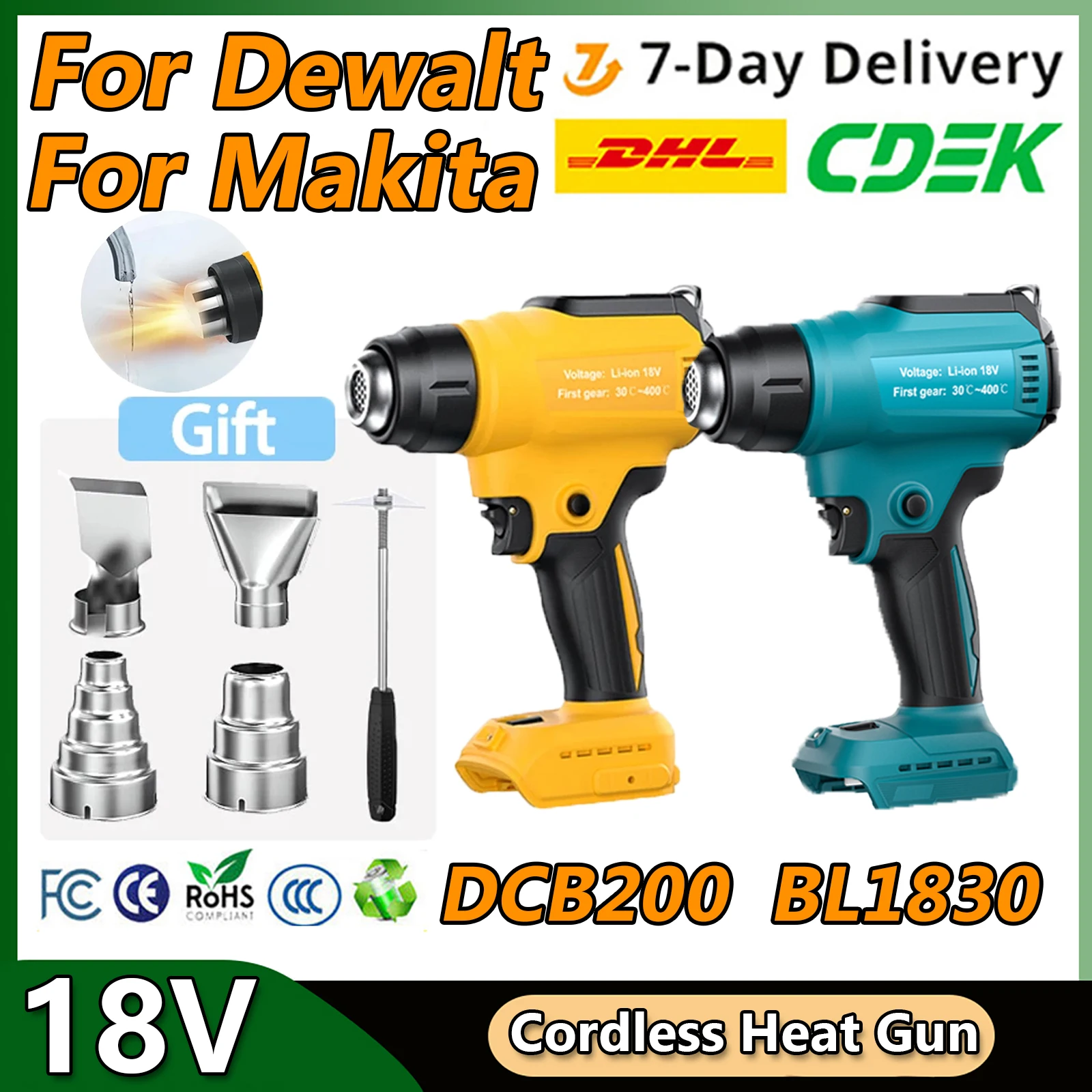 

Аккумуляторная термоусадочная пушка для Makita, 18 в, 20 в, 122 ℉-1022 ℉