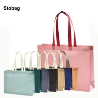 StoBag 25pcs Wholesale Non-woven Tote Bags Eco Fabric Portable Shopping Storage Reusable Large Pouch Custom Logo(Extra Fee) 1