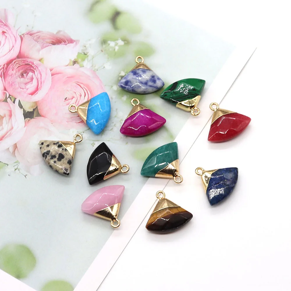 

5pcsNatural Scalloped Quartz Crystal Tiger Eye Cut Bulk Small Pendant Fashion Gem Charm for DIY Jewelry Making Necklace Bracelet
