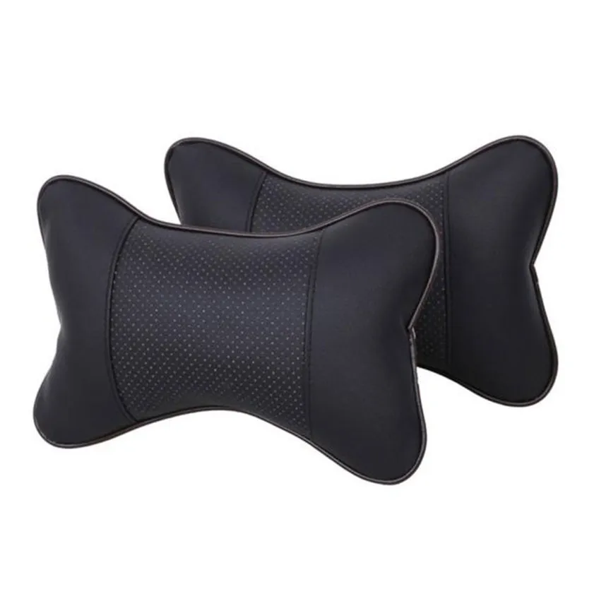Travel Neck Pillows for Car Both Side Pu Leather 1pcs Pack Headrest for Head Pain Relief Filled Fiber Universal Car Pillow