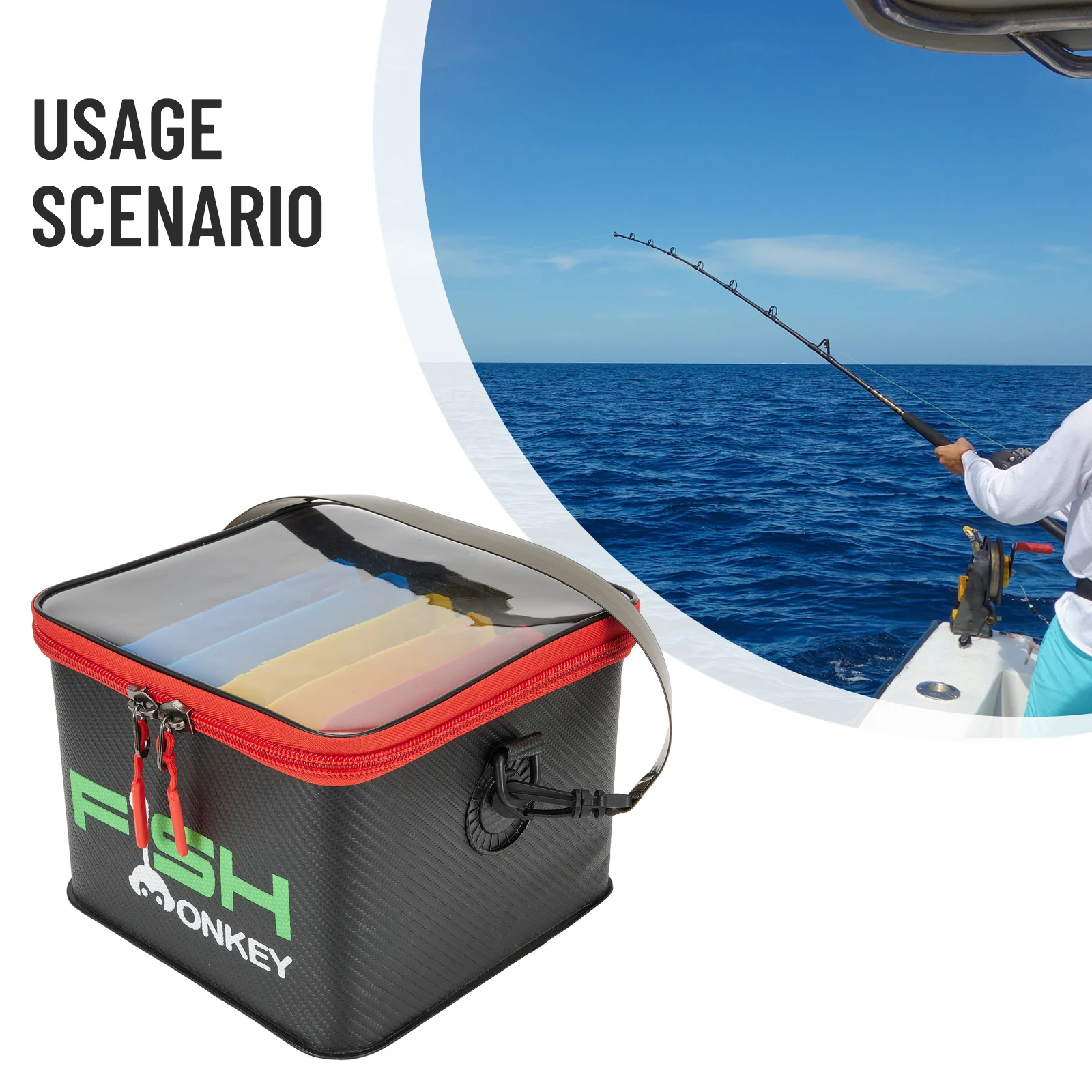 

48 Slot Squid Jig Case EVA Fishing Lure Storage Bucket Boat Tackle Bag Container Large Capacity EVA Bucket With 6pcs Insert Box