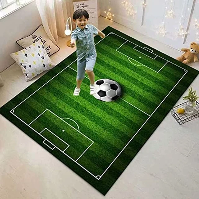 Alfombra lavable JUNIOR 51307.803 Campo de futbol, fútbol para niños  antideslizante - verde 140x190 cm