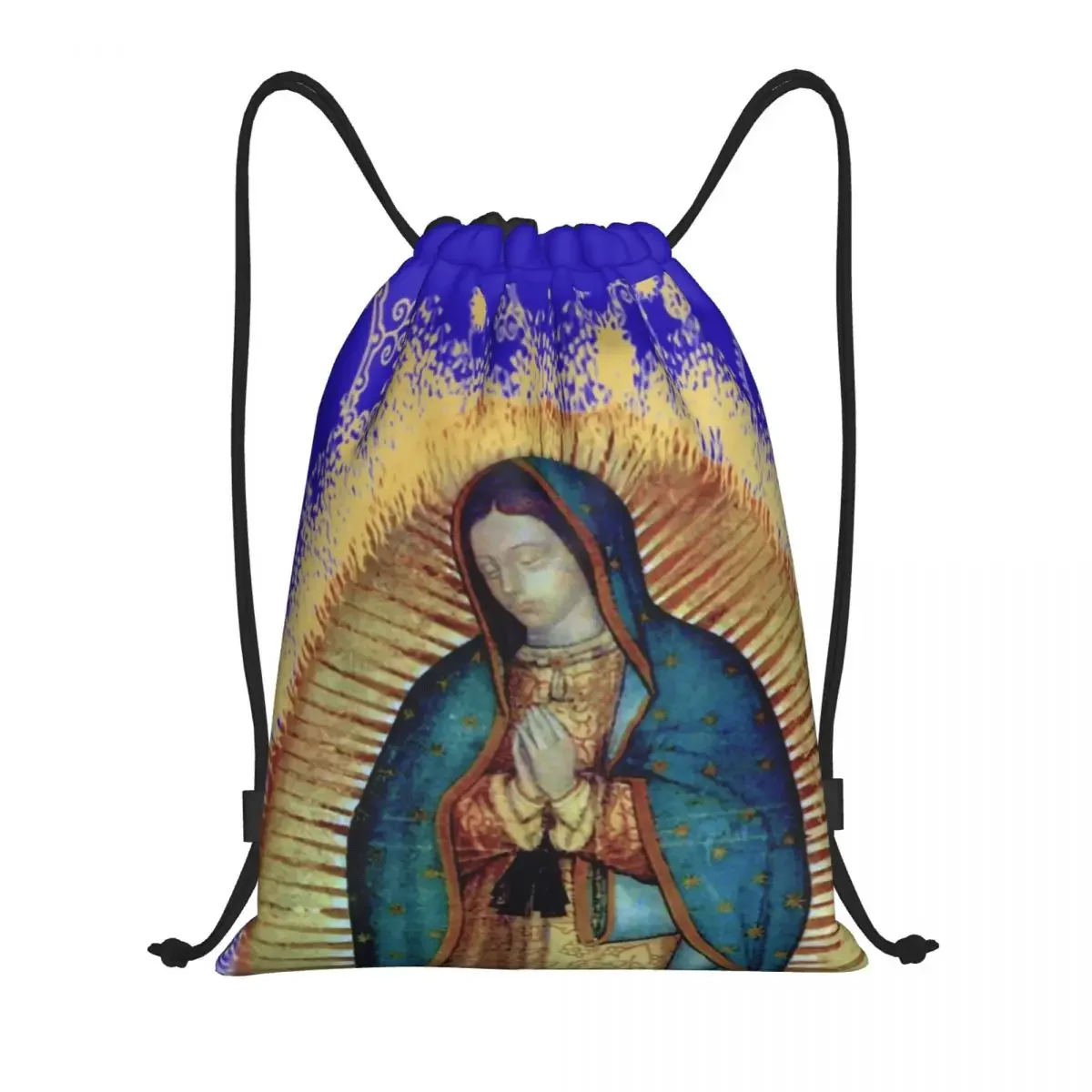 

Custom Our Lady Of Guadalupe Mexican Virgin Mary Mexico Tilma Drawstring Bags Women Men Lightweight Sports Gym Storage Backpack