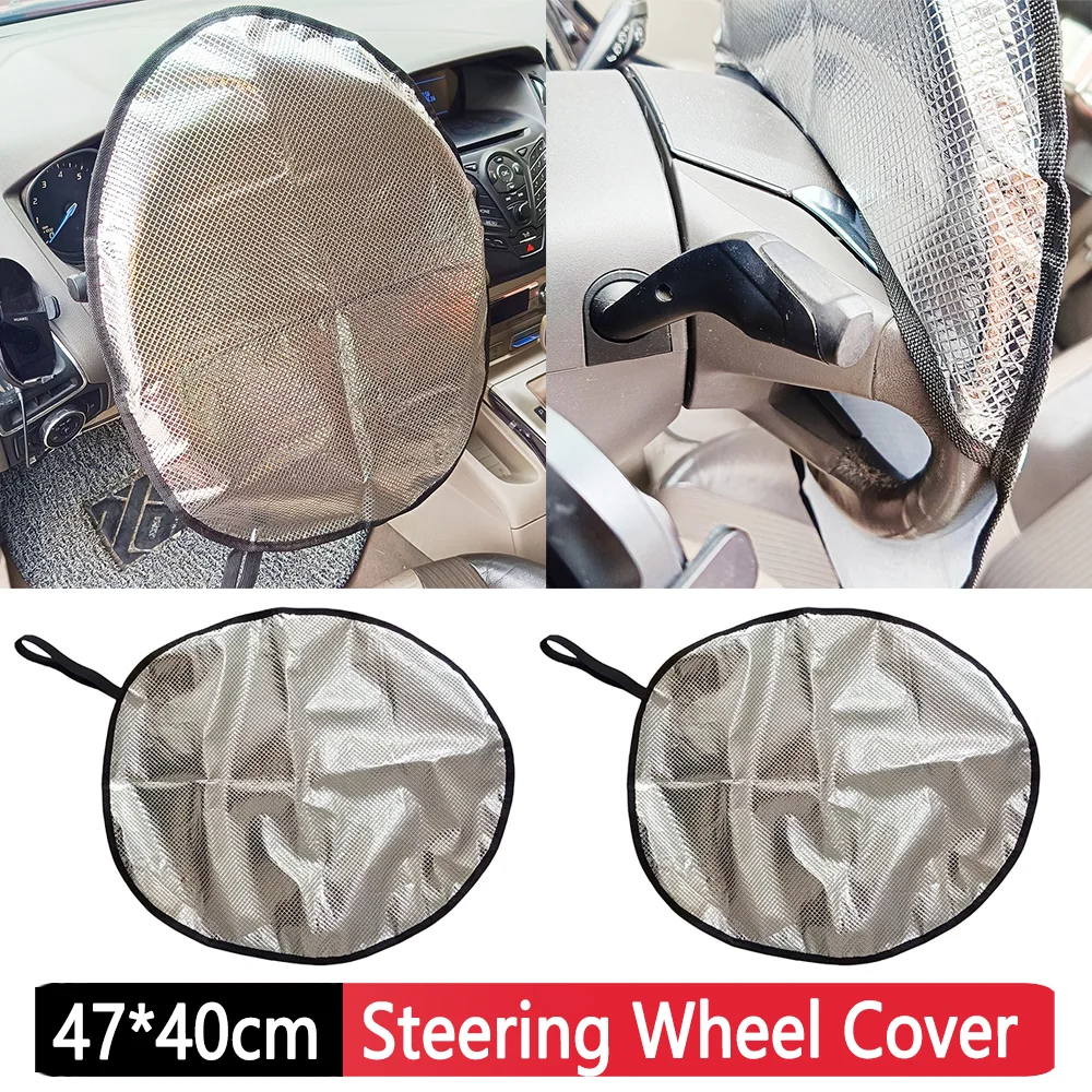 Steering Wheel Sun Shade Cover Aluminum Foil Anti-uv Sun Protection Foldable Car Windshield Sunshade Cool in Summer Universal car sunshade windshield sunshade windshield sun shade