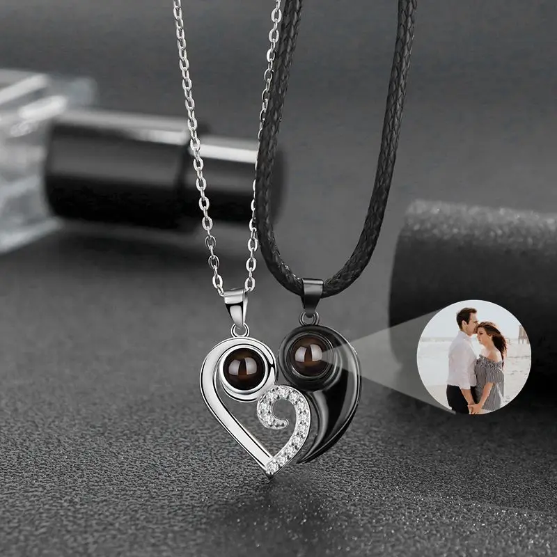 Personalized Projection Custom Photo Necklace for Women- Heart Pendant Necklace- Memorial Photo Necklace- Couple Gift Jewelry