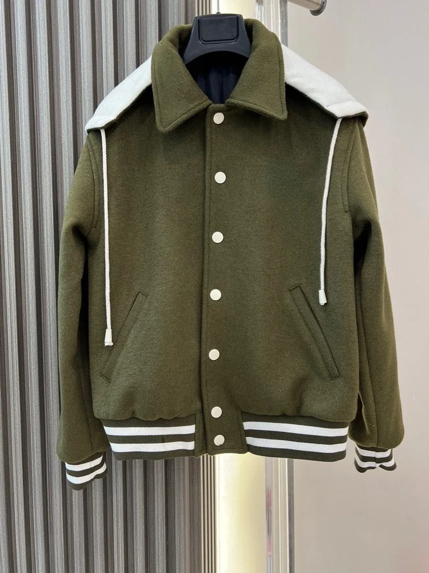 

2023 New Korean Autumn Winter Wool Jacket Women Clothing Hooded Loose Embroidery Single Breasted Woolen Coat Female Abrigo Mujer