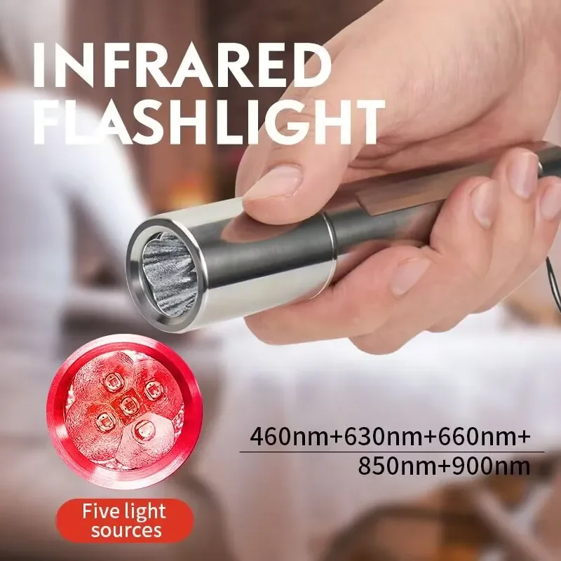 Wireless Rechargeable Infrared LED Flashlight for Convenient Pain Relief & Acne Treatment at Home