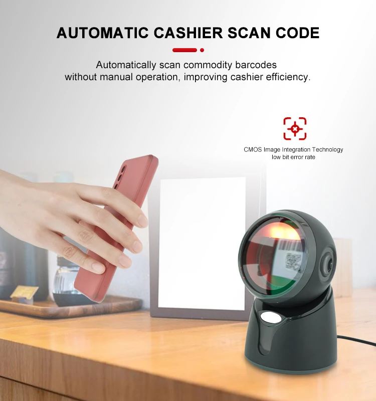 HSTEM 데스크탑 바코드 스캐너 플랫폼, 핸즈프리 2D QR PDF417 데이터 매트릭스 바코드 리더, POS 슈퍼마켓 소매 쇼핑몰용