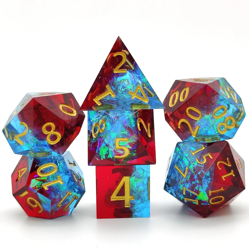 

Polyhedral resin DND dice set transparent sharp edge dice 7 sets