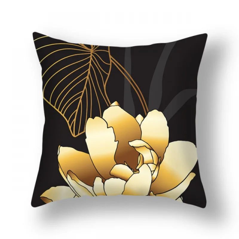 Neuer Kissenbezug Grün-Gold Ginkgo-Blatt Bedruckt Heim-Sofa-Kissenbezug Büro-Kissen Kissenhülle – Detail 6